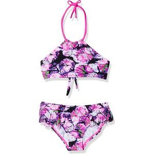 Kanu Surf Girls' Mahina UPF 50+ Beach Sport Halter Bikini 2-Piece Swimsuit Sz 12